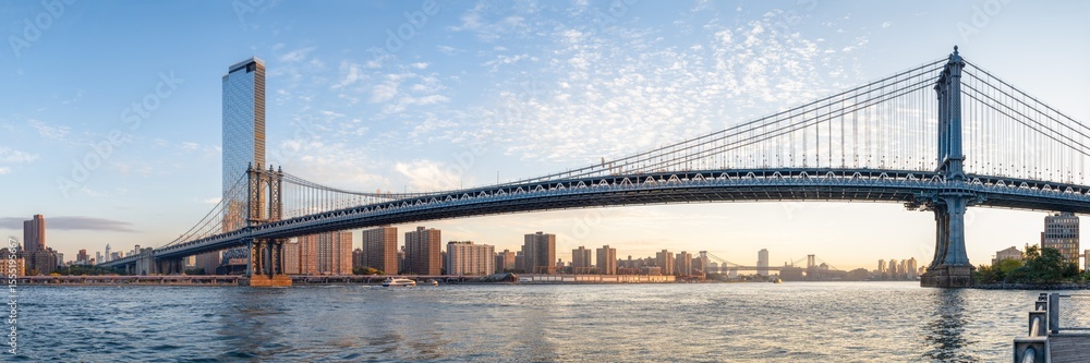 Manhattan Bridge panorama at sunrise, New York City, USA Manhattan Bridge panorama at sunrise, New York City, USA