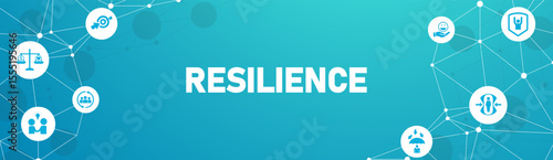Resilience banner web icon set concept for successfully cope with a crisis with an icon of the strength, confidence, motivate, self protecting, effort, change and agility icons. vector illustration