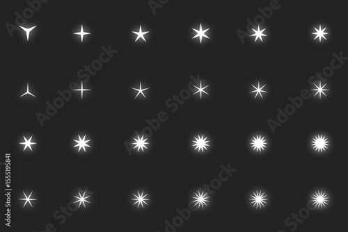 Illustration Vector with Set of Variant Sparkling Stars