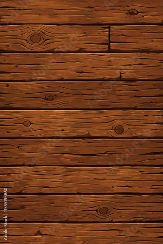 Rustic brown wooden wall texture seamless vector. Weathered planks, natural grain, vintage timber surface, cartoon illustration. Warm wood paneling background for design, decor, construction, crafts