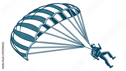Skydiver with Open Parachute in Silhouette.