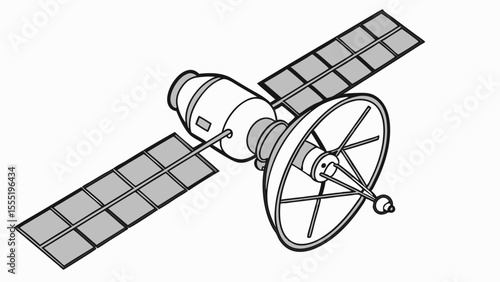 Simple Line Art Illustration of a Space Station.