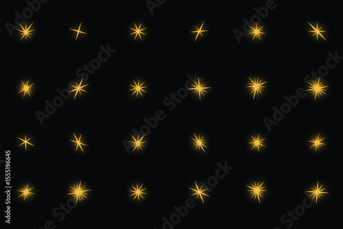 Illustration Vector with Set of Variant Sparkling Stars