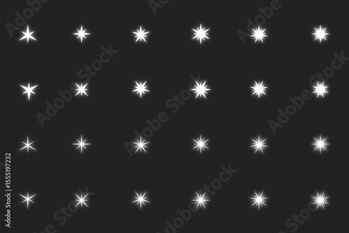 Illustration Vector with Set of Variant Sparkling Stars