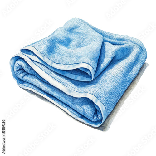 Swimming Towel, watercolor vector, isolated on a white background.
