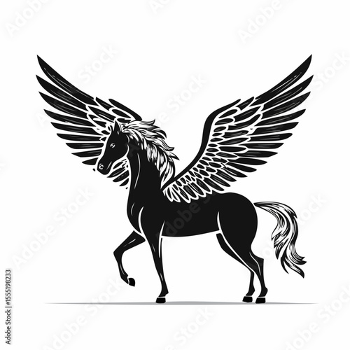 Stunning Image of a Majestic Winged Horse Image Vector Isolated on white Background.