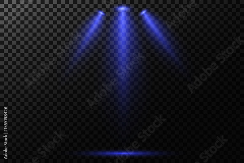 Golden Magic Spotlight Beam with Glowing Particles on Transparent Background