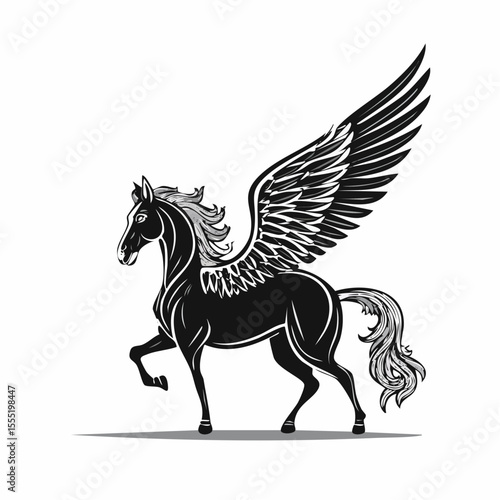 Stunning Image of a Majestic Winged Horse Image Vector Isolated on white Background.