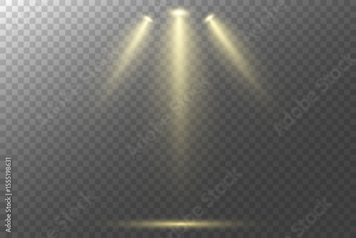 Realistic White Spotlight Beam on Transparent Background