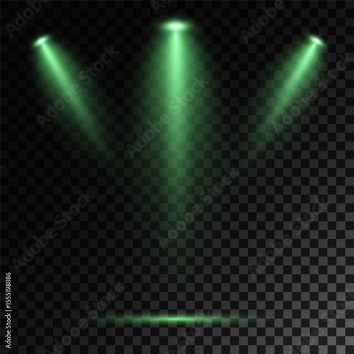 Realistic White Spotlight Beam on Transparent Background