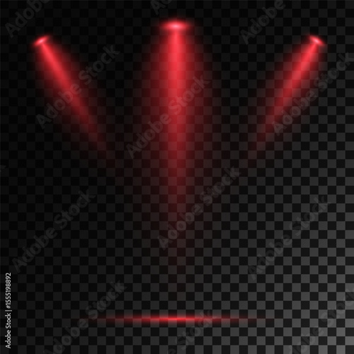Realistic White Spotlight Beam on Transparent Background