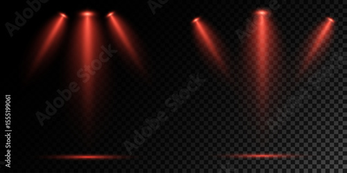 Realistic White Spotlight Beam on Transparent Background