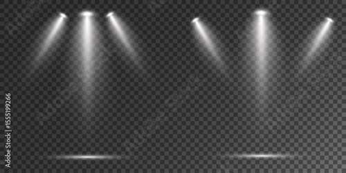 Realistic White Spotlight Beam on Transparent Background