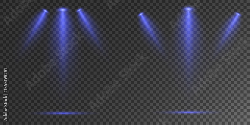 Realistic White Spotlight Beam on Transparent Background