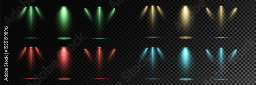 Realistic White Spotlight Beam on Transparent Background