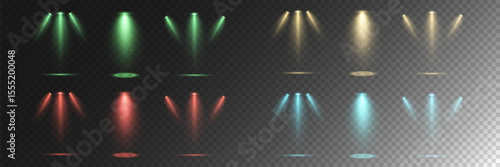 Realistic White Spotlight Beam on Transparent Background