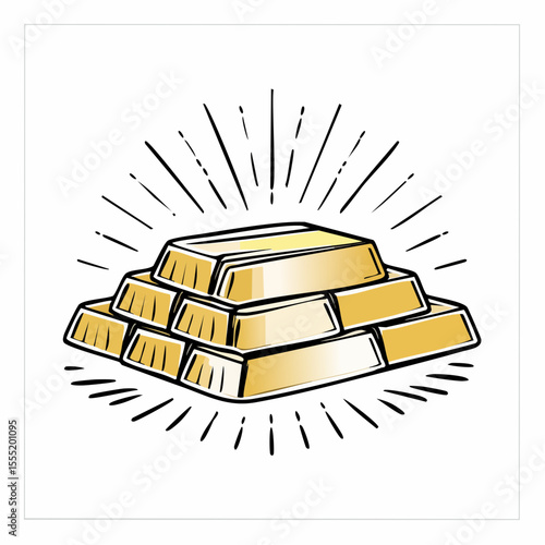 Gold Bars Stacks Vectors and Illustration on white background