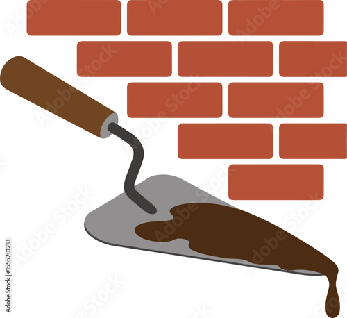 Trowel with Mortar Ready for Bricklaying
