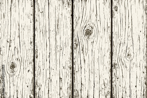 White wood texture vector background. Grunge rustic painted wooden planks with natural grain and knots. Old weathered vintage distressed wood panel backdrop for design illustration.