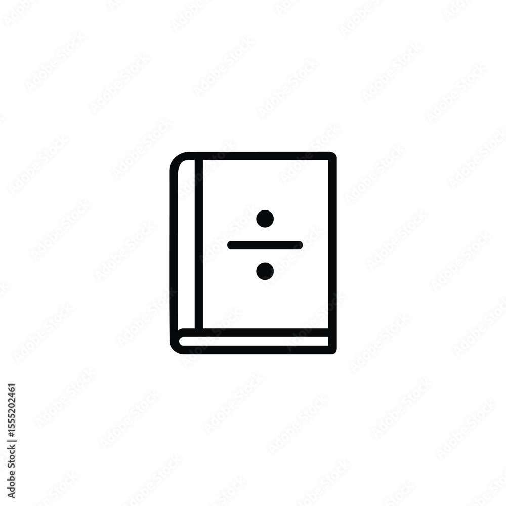 Math book with division symbol icon Math book with division symbol icon