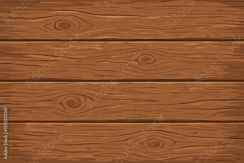 Seamless rustic wooden plank texture background with natural wood grain, knots, and weathered vintage look. Vector cartoon illustration for flooring, wall panel, tabletop, or decorative surface design