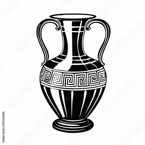 Antique Greek jug silhouette vector art illustration isolated on white background