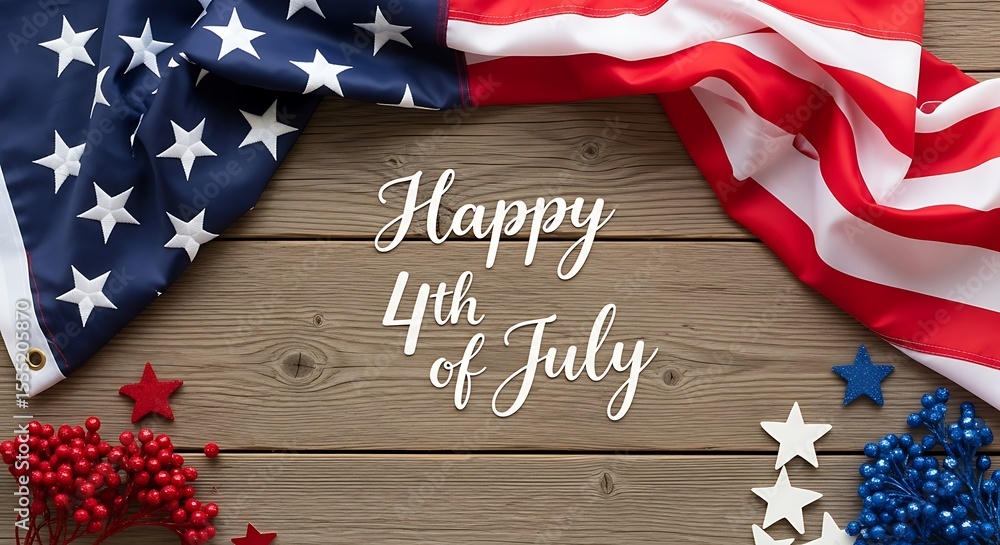 Fototapeta premium Happy 4th of July American Flag and Patriotic Decorations