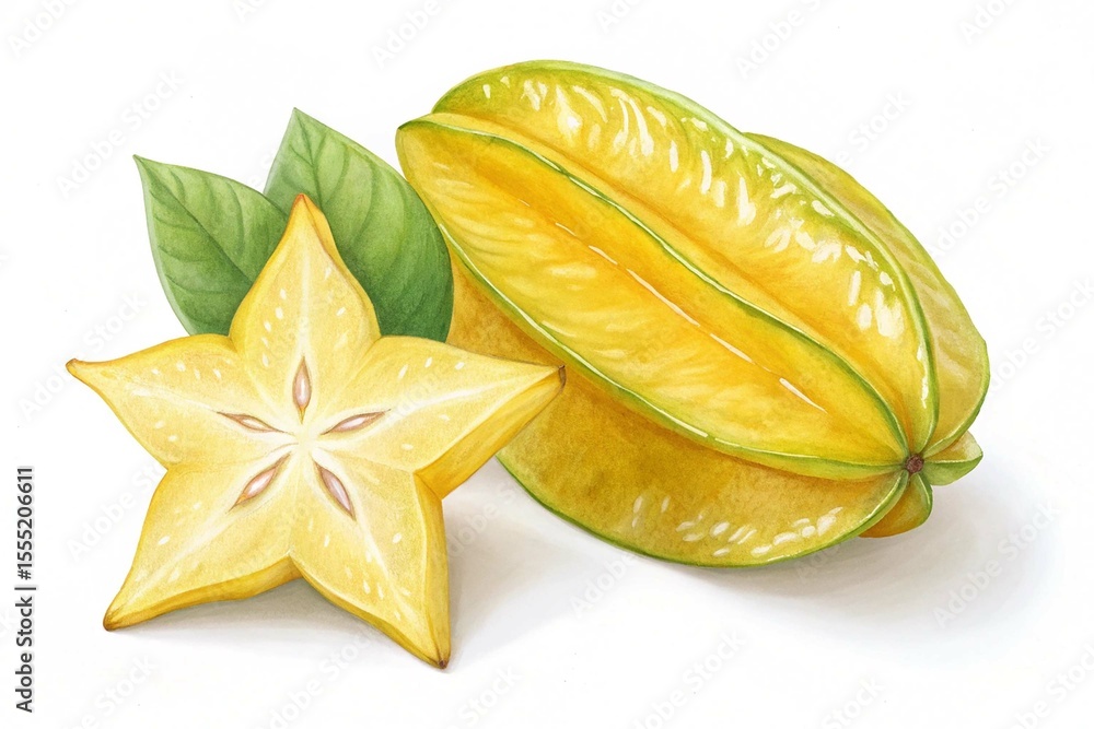 Fototapeta premium Star fruits two on white background.