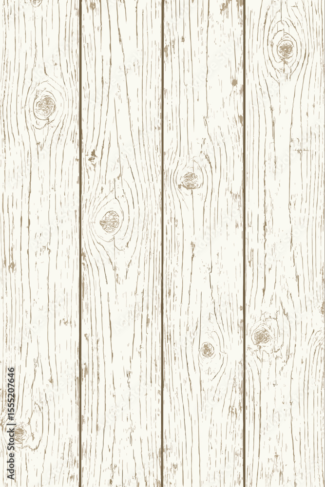 Naklejka premium Distressed white wooden plank wall texture, rustic grunge background for vintage designs. Faded painted wood board panels, aged timber surface pattern, worn farmhouse style.