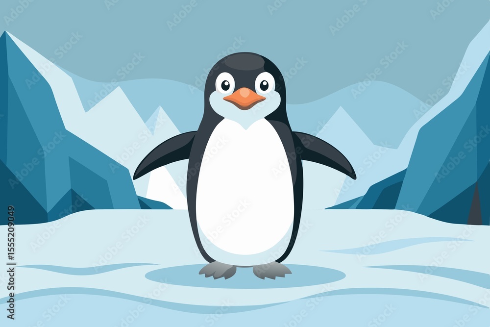 Naklejka premium Adelie Penguin Flippers Stretched Playful Pose