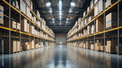 Wallpaper Mural Spacious Warehouse Order: Vast Logistics Facility Overflowing with Boxes and Merchandise Torontodigital.ca