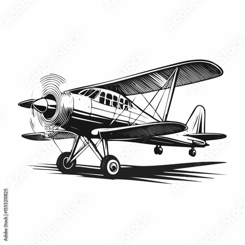 Vintage Airplane vector. Vintage Airplane Drawing Stock Illustrations on white background.