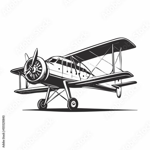 Vintage Airplane vector. Vintage Airplane Drawing Stock Illustrations on white background.