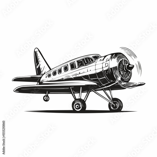 Vintage Airplane vector. Vintage Airplane Drawing Stock Illustrations on white background.