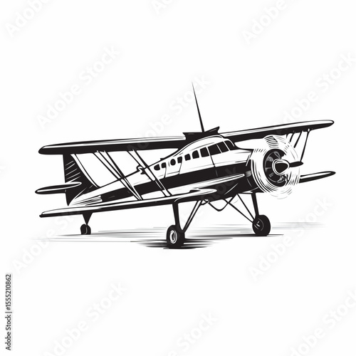 Vintage Airplane vector. Vintage Airplane Drawing Stock Illustrations on white background.