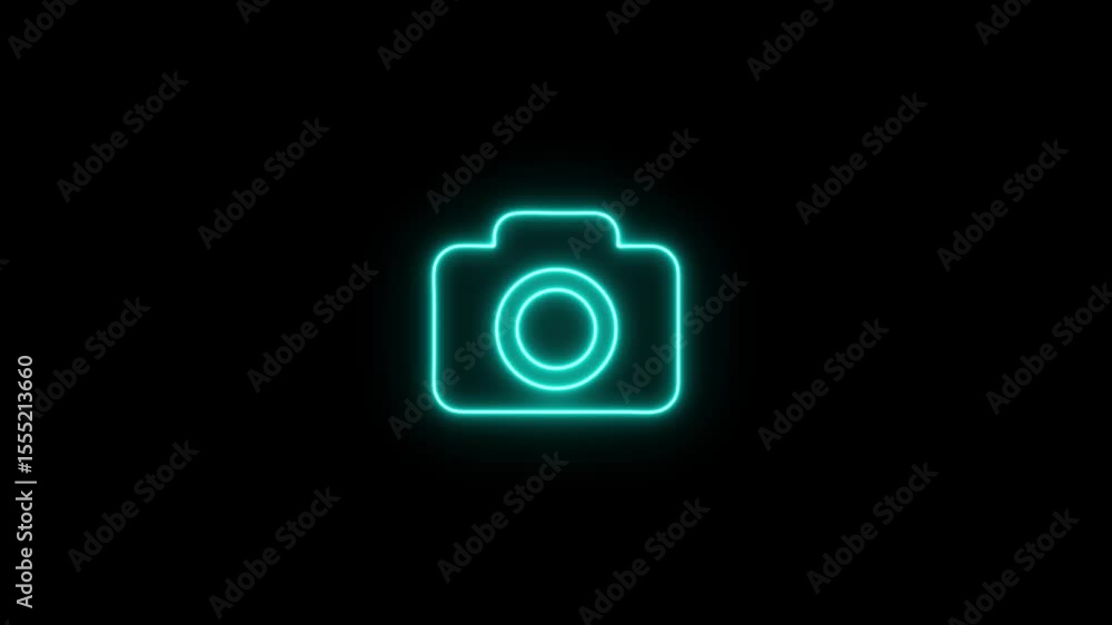 Neon Camera Icon Animation, Modern Glowing Design for Social Media and Video Projects Neon Camera Icon Animation, Modern Glowing Design for Social Media and Video Projects