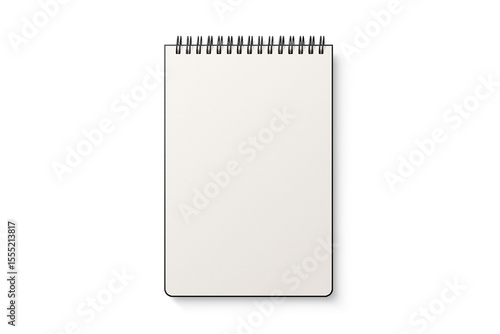 Spiral bound notebook mockup template with black paper cover isolated on a transparent background, PNG. High resolution.
