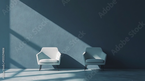 Two modern chairs minimal layout empty space interior design banner seating arrangement concept simplicity