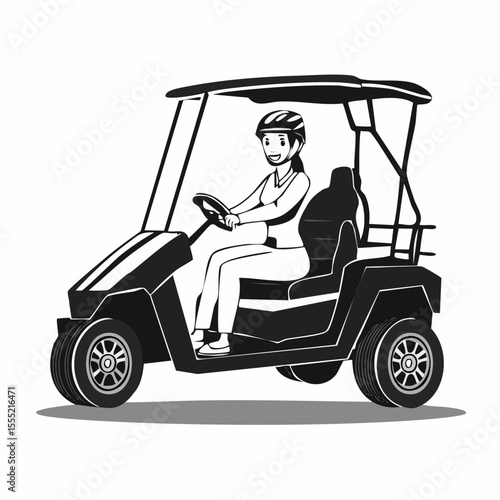Female Driver Ride On Buggy Car image vector isolated on white background.