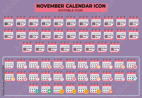 November Calendar Icons: A Comprehensive Set for Schedule, Events, and Planning