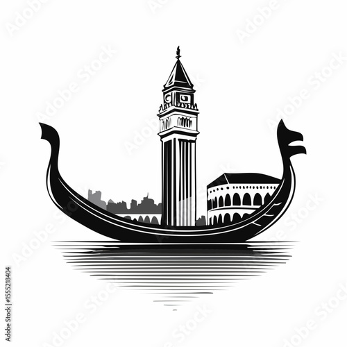 Venice Gondola Image vector isolated on white background.