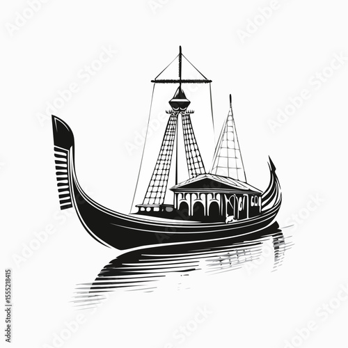 Venice Gondola Image vector isolated on white background.