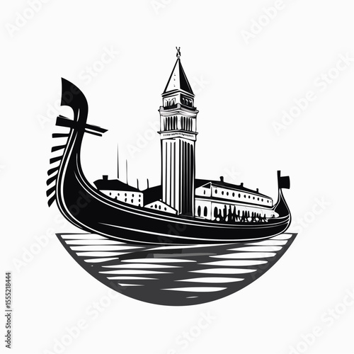 Venice Gondola Image vector isolated on white background.