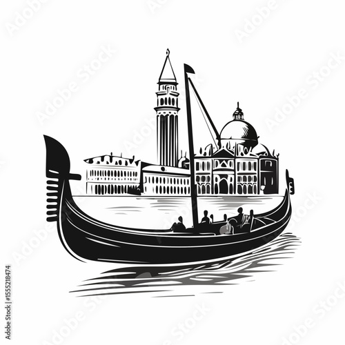 Venice Gondola Image vector isolated on white background.