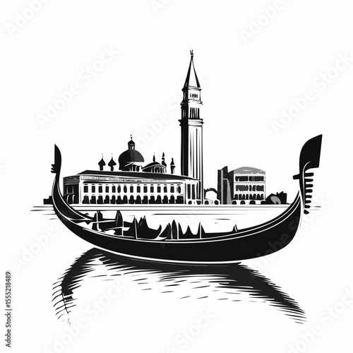 Venice Gondola Image vector isolated on white background.