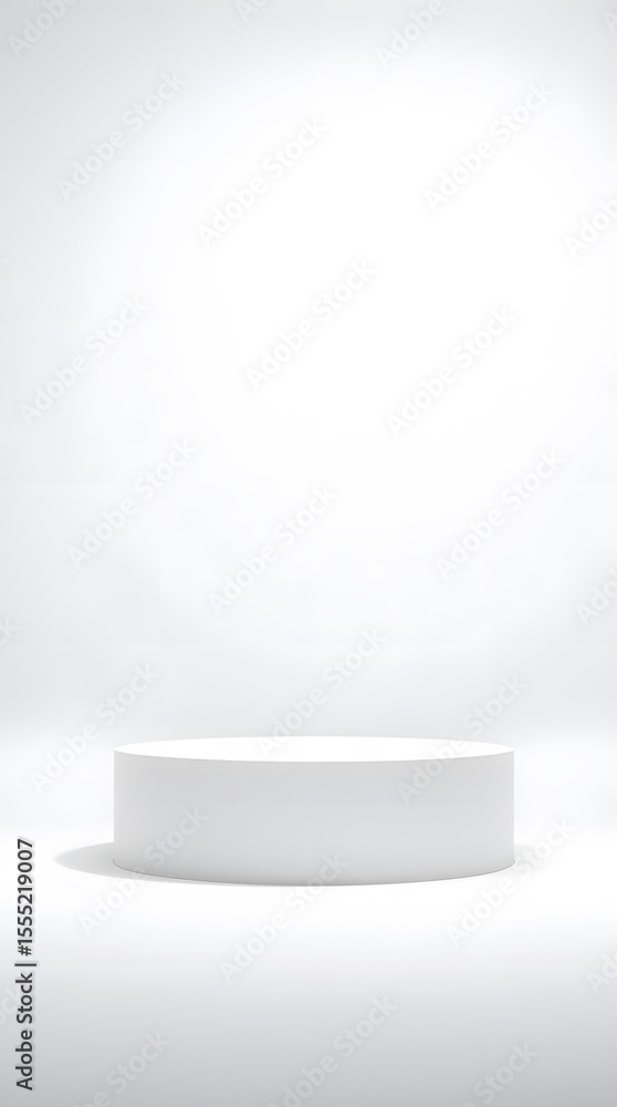 Clean Minimalist White Cylinder Product Display Platform; Studio Background; Simple Elegant Mockup for Branding and Advertising. Clean Minimalist White Cylinder Product Display Platform; Studio Background; Simple Elegant Mockup for Branding and Advertising.