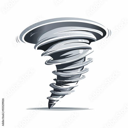 Tornado Vector Image. Black and white tornado illustration on white background.