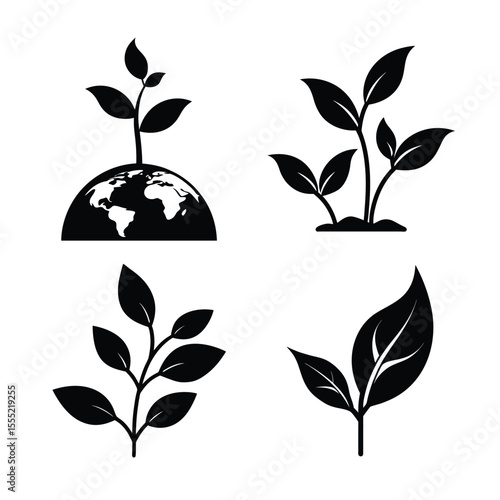 Tea plant silhouette bundle collection 