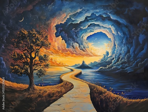 Golden sunset paints the sea and river landscape, reflecting on the water and clouds along the coast as dusk settles over the horizon