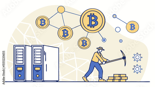 Bitcoin Mining Operation in a Server Farm.